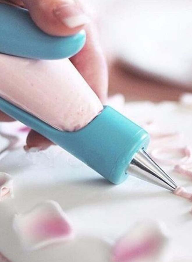 Cake Decorating Icing Cone With Nozzle And Pen White/Blue/Silver