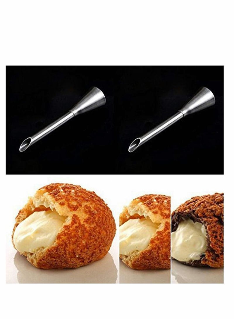 4Pcs Cream Icing Piping Nozzle Tip Stainless Steel Long Puff Decorating Tool