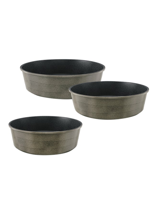 3-Piece Ceramic Bakeware Pan Set Warm Marble Large 36, Medium 28, Small 24cm