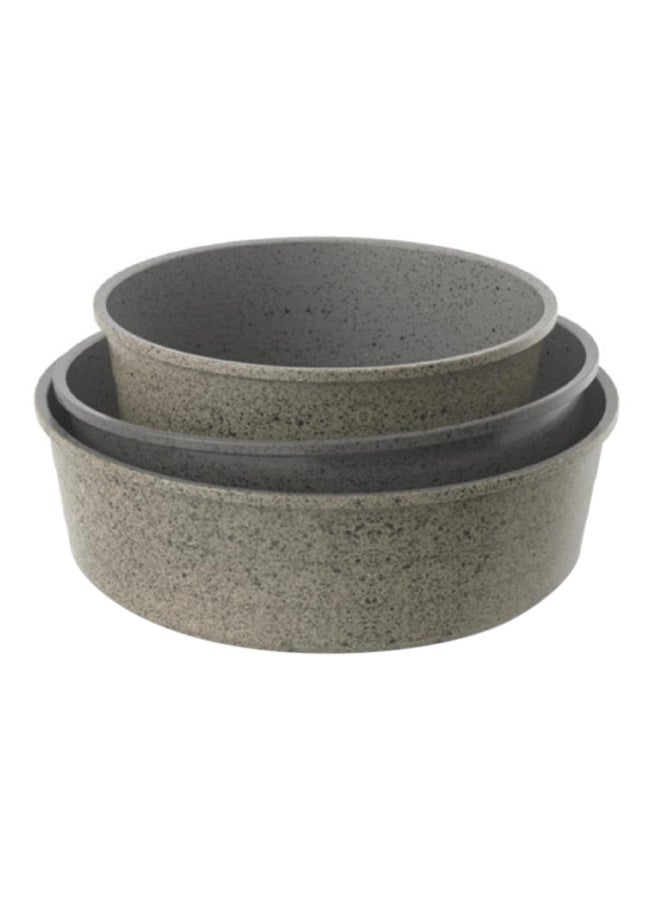 3-Piece Ceramic Bakeware Pan Set Warm Marble Large 36, Medium 28, Small 24cm