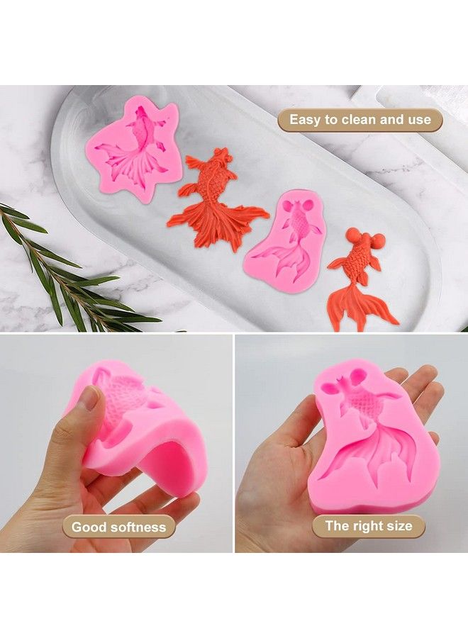 Goldfish Fondant Moldsset Of 2 3D Realistic Shaped Japanese Koi Fish Carp Silicone Moldsfor Chocolate Candy Sugar Paste Fondant Craft Cake Cupcake Decoration Gum Paste Polymer Clay Soap