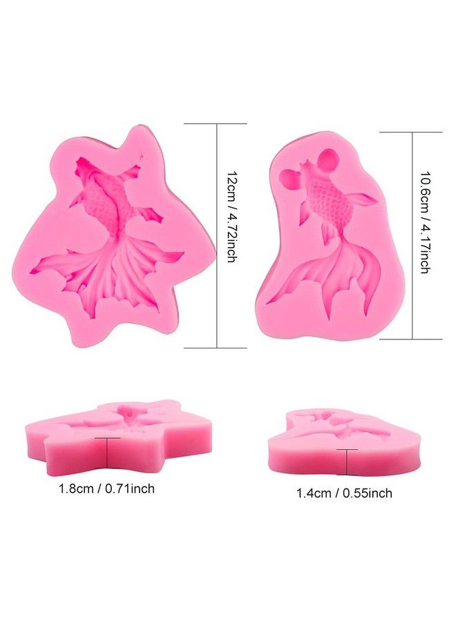 Goldfish Fondant Moldsset Of 2 3D Realistic Shaped Japanese Koi Fish Carp Silicone Moldsfor Chocolate Candy Sugar Paste Fondant Craft Cake Cupcake Decoration Gum Paste Polymer Clay Soap