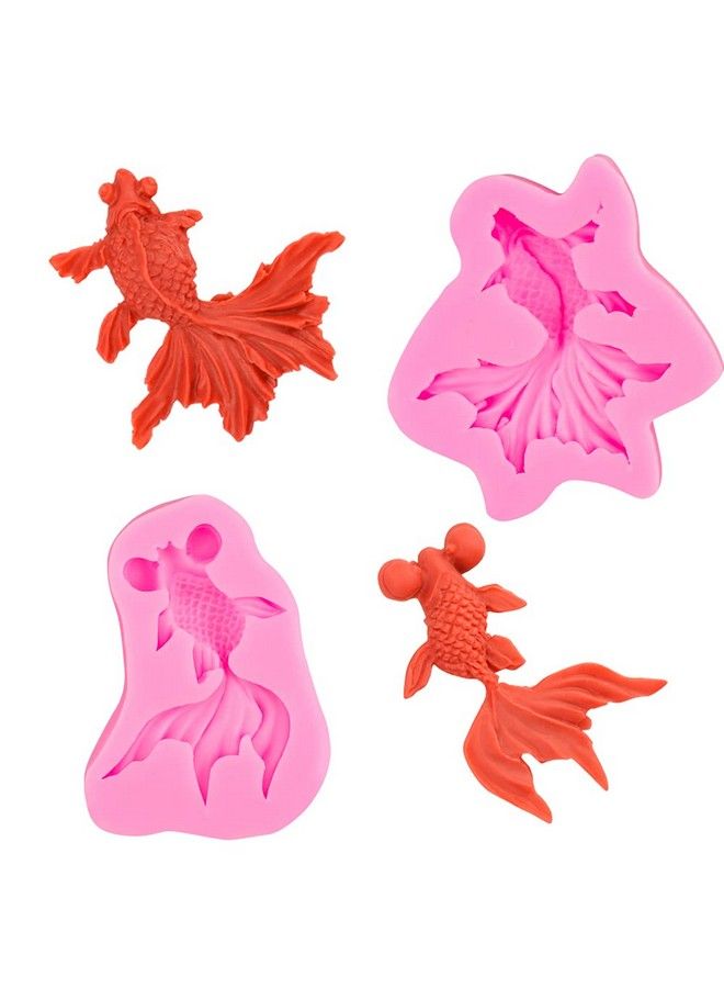 Goldfish Fondant Moldsset Of 2 3D Realistic Shaped Japanese Koi Fish Carp Silicone Moldsfor Chocolate Candy Sugar Paste Fondant Craft Cake Cupcake Decoration Gum Paste Polymer Clay Soap