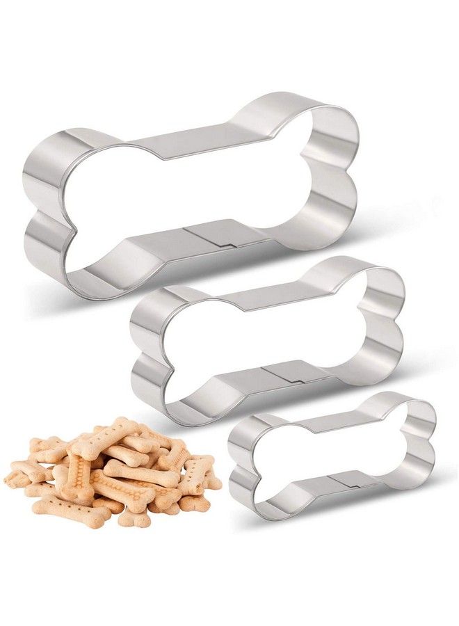 Dog Bone Biscuit Cookie Cutters Stainless Steel For Homemade Treats Cookie Cutter Set 3 Various Size Large/5.4 Inches Medium/4.6 Inches Small/3.9 Inches By Amison (3 Pack)