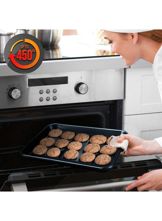 Nutrichef Nonstick Cookie Sheet Baking Pans 2Pc. Professional Quality Kitchen Cooking Nonstick Bake Trays W/ Blue Diamond Coating Inside & Outside Dishwasher Safe Nutrichef One Size