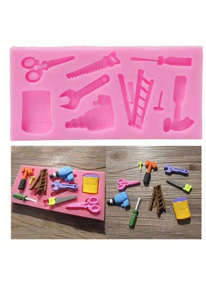 2 Pcs Hardware Tools Silicone Jelly Mold Ladder Hammer Screwdriver Scissors Mold Cake Decorating Tools Chocolate Mold Cupcake Decorating Topper Decoration Sugarcraft Icing Biscuit Decor