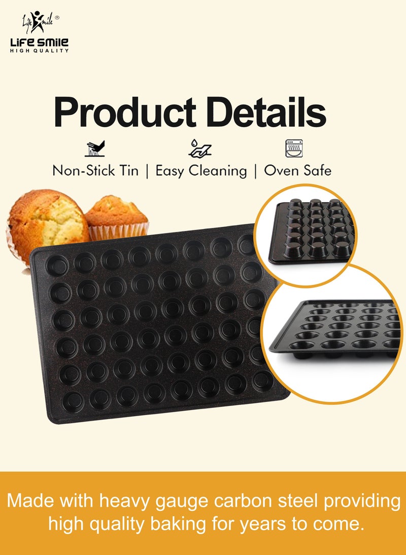 Non-Stick Carbon Steel Bakeware Set, Heart-Shaped Cake Pan, Muffin Pans, Loaf Pan, and Baking Trays with Removable Bottom