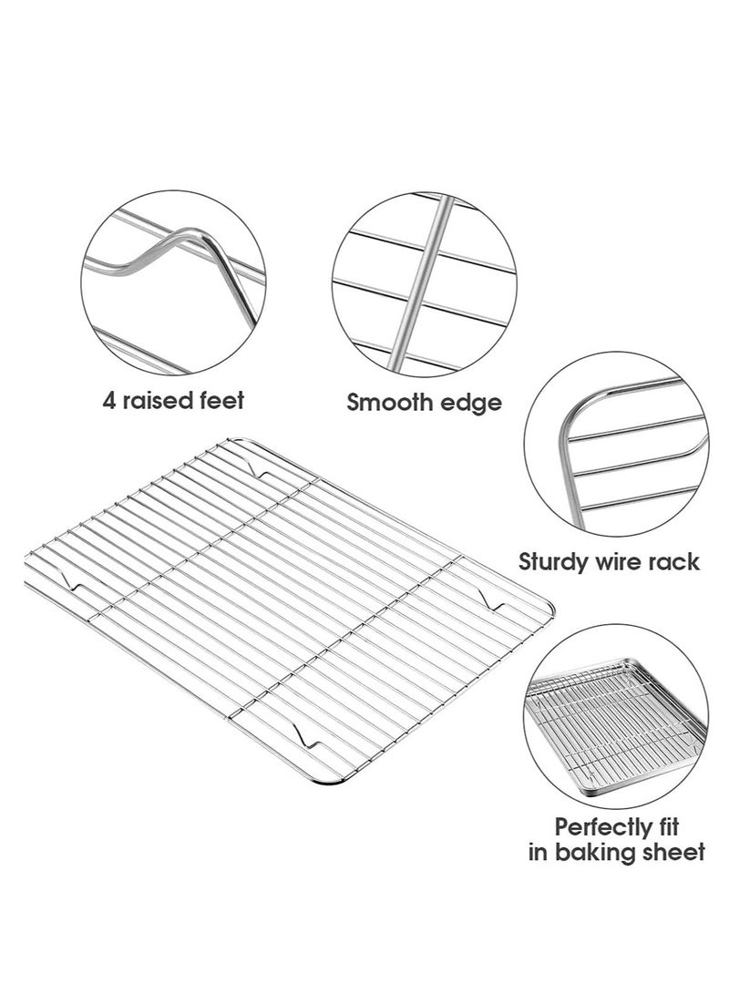 Baking Sheet Nonstick Baking Pans with Rack Set 1 Sheets+1 Rack Stainless Steel Cookie Sheet Pan with Cooling Rack for Oven 16