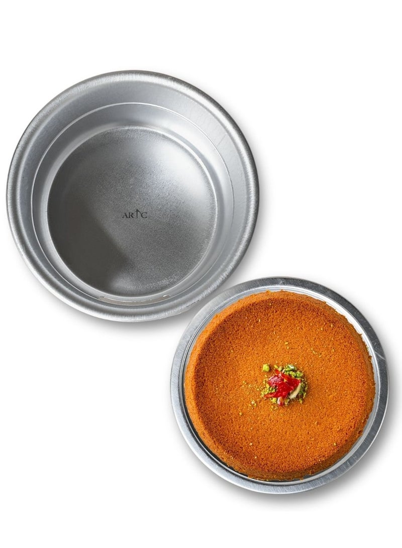 ARTC 2Pcs Portable Kunefe And Sweets Warmer Stand And Cooking Plate Silver 34cm