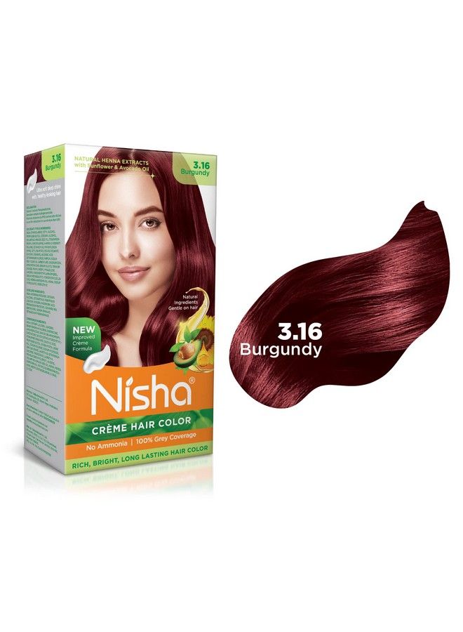 Crème Hair Color 3.16 Burgundy 60Ml + 60Gm (Pack Of 3) …