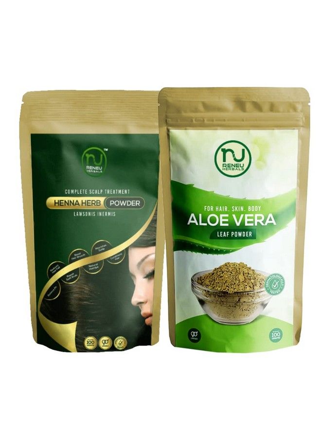 Natural Henna & Aloe Vera Powder For Hair ; Organic Henna ; Mehndi Powder For Hair Growth & Shine ; Combo (Pack Of 2200 Gm)