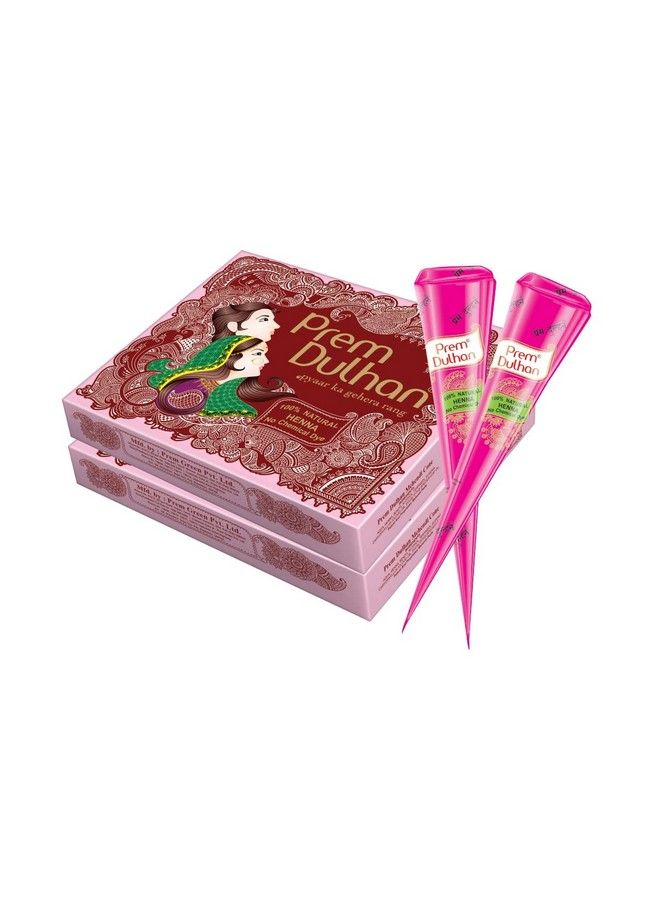 Hand Designing ; Without Chemical ; Long Lasting ; For Men Women ; Of 12 Pieces ; Natural Mehandi Cone 350Gm (Pack Of 2 Pink)