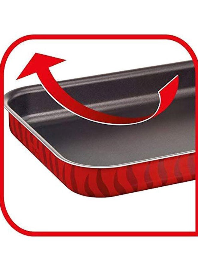 Les Specialistes 3 Pcs Oven Dish Set (29x22/ 31x24/ 37x27 cm) Aluminium, Red/Black 29x22cm