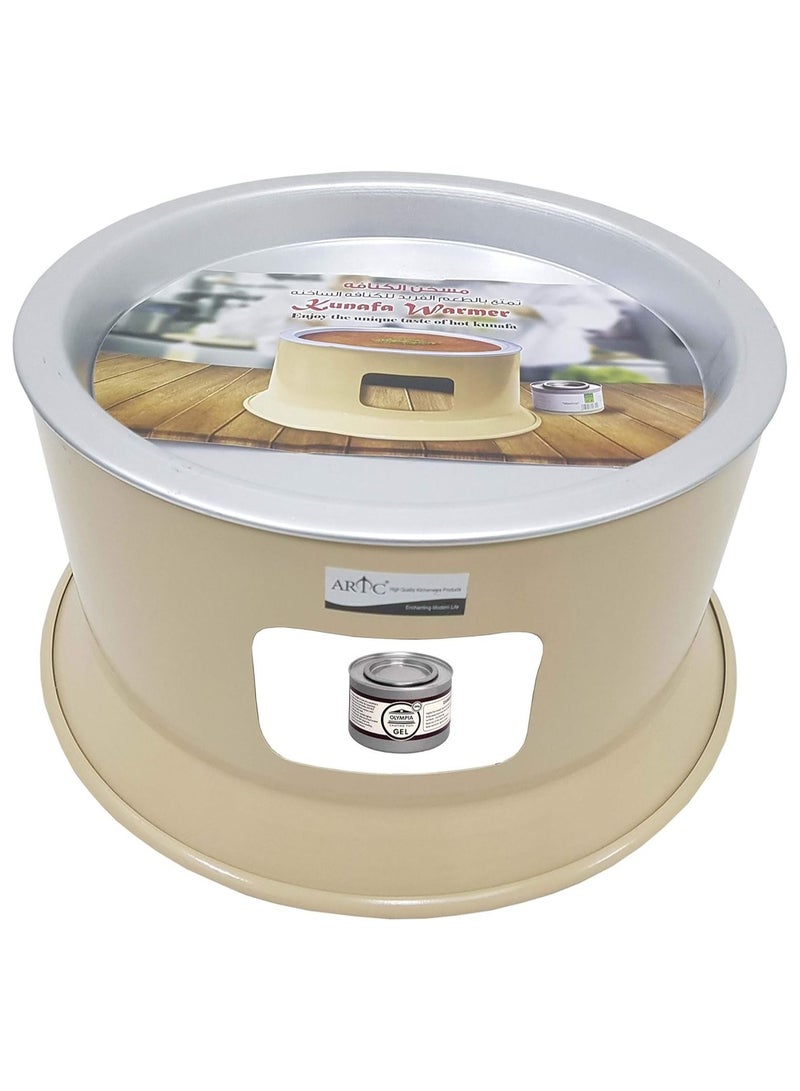 2-Piece Portable Kunafa Warmer Stand Cooking Plate Beige 34cm