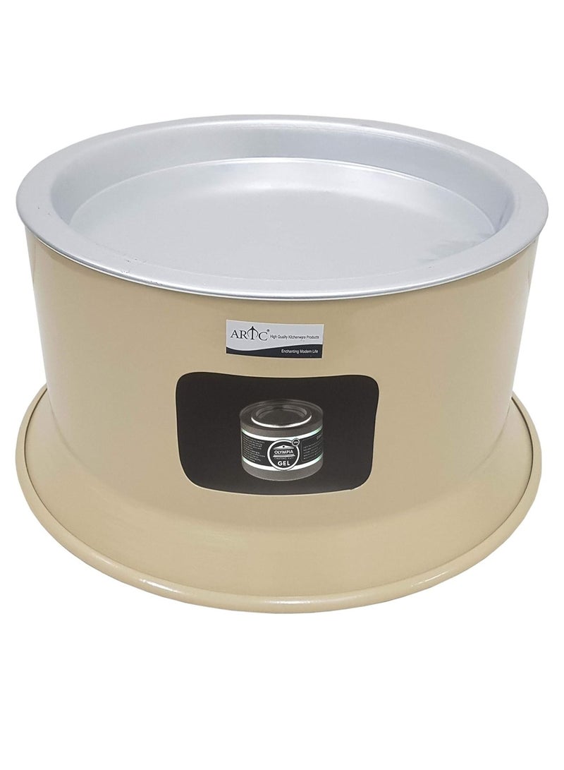 2-Piece Portable Kunafa Warmer Stand Cooking Plate Beige 34cm
