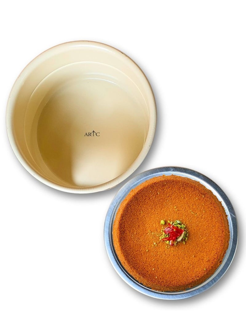 ARTC 2Pcs Portable Kunefe Sweets Warmer Stand And Cooking Plate Beige 34cm