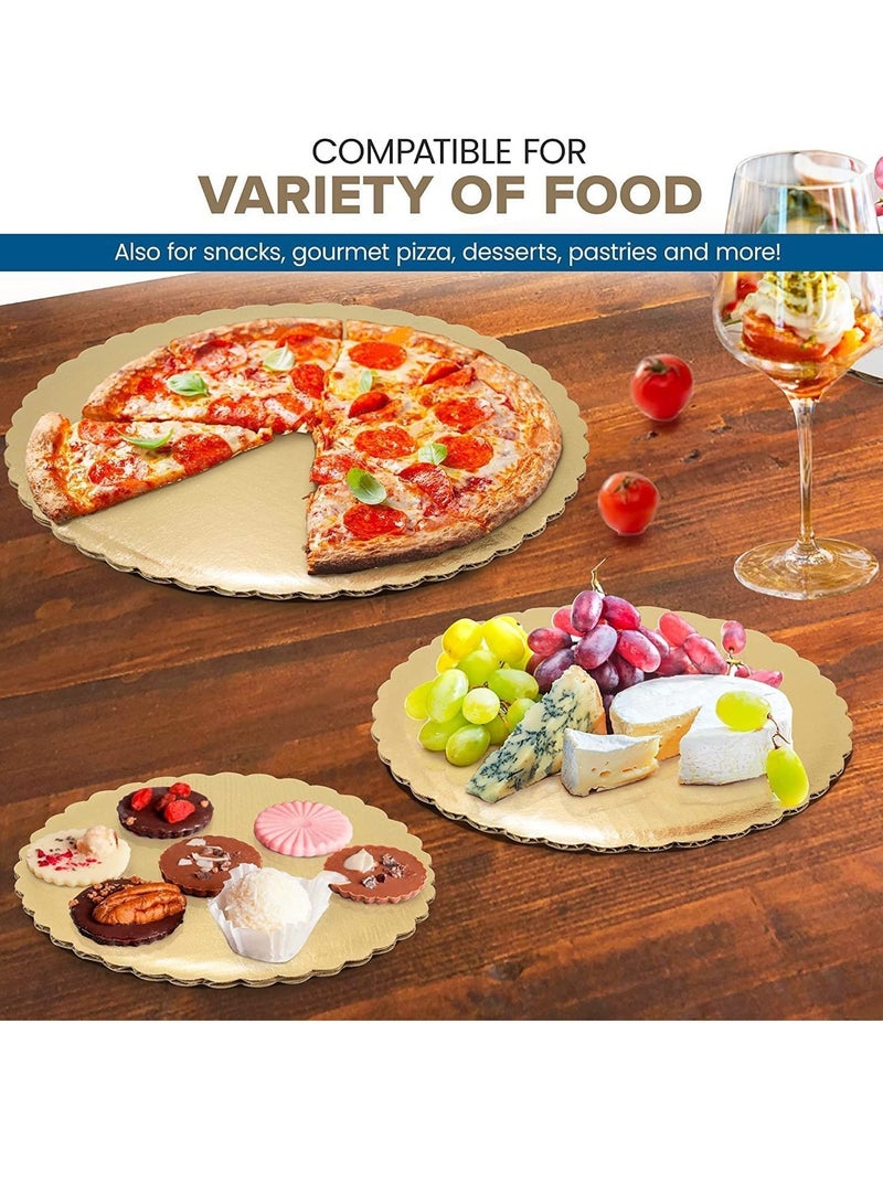 Cake Boards Rounds,15 Pack Gold Base,8/10/12 inch Circle Cardboard, Disposable Round Plate Pizza Base Stand Perfect for Decorating,5 Each Size