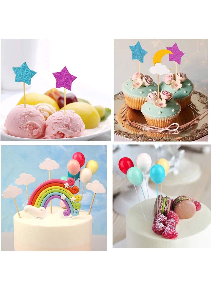 Unicorn Cake Topper Kit, Good Cloud Rainbow Star Balloon Cake, 15 Pcs Decorations Stand Up Wafer, for Birthday Wedding Baby Shower Party, Kids Happy Party