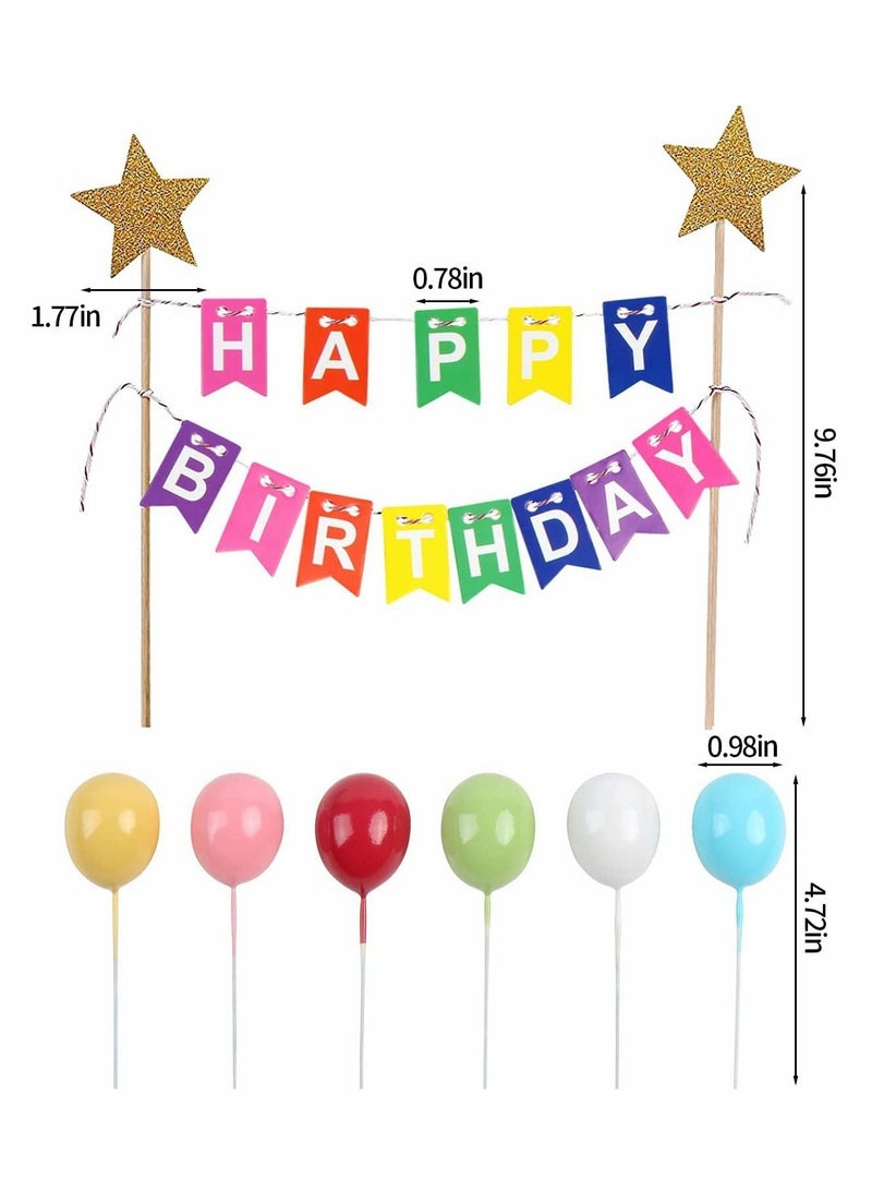 Cake Topper Kit, Balloon Kids Decoration for Birthday Baby Showr Party, Mix Color Star Toppers Decorations Shower Party Supplies