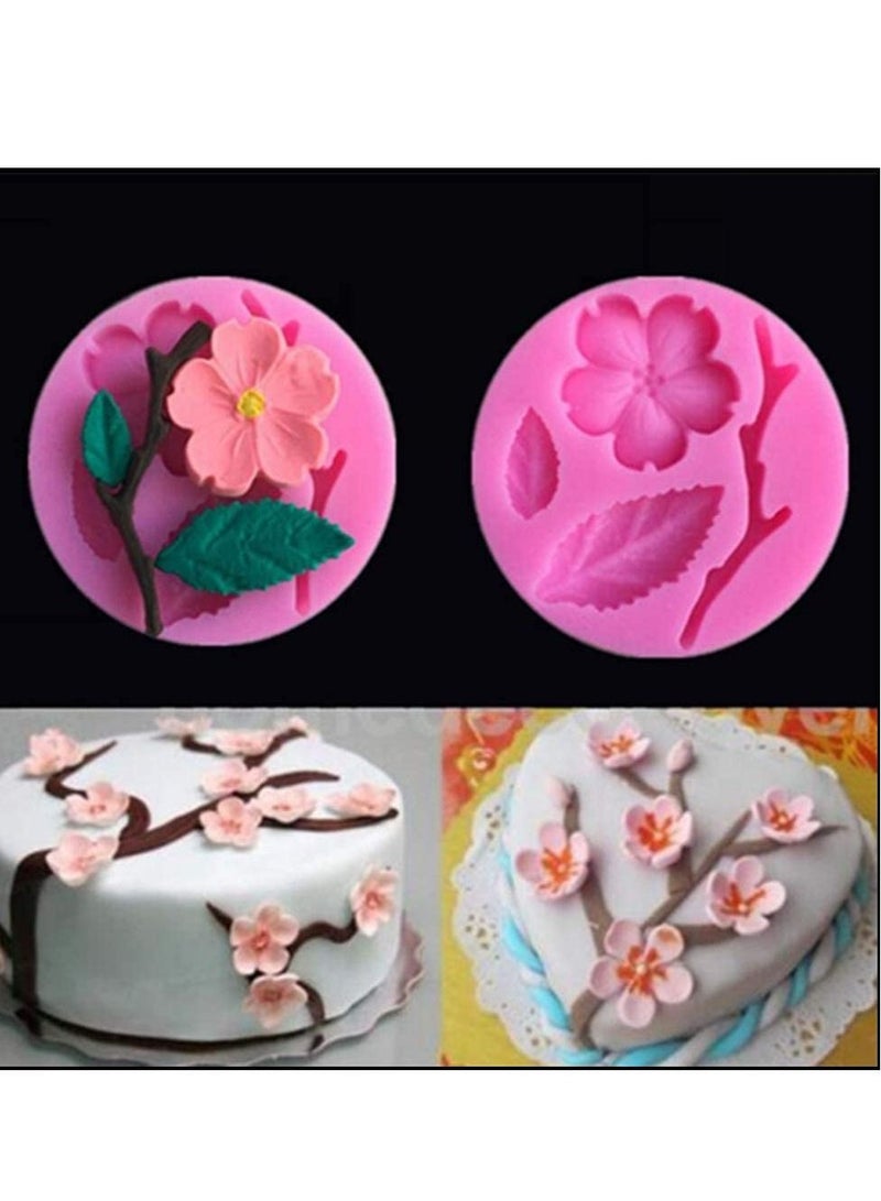 Flower Candy Mould, Chocolate Mould Polymer Clay DIY Crafting Projects and Cake Decoration Silicone Fondant Baking Kitchen Tool For Wedding Birthday, 4 Pcs