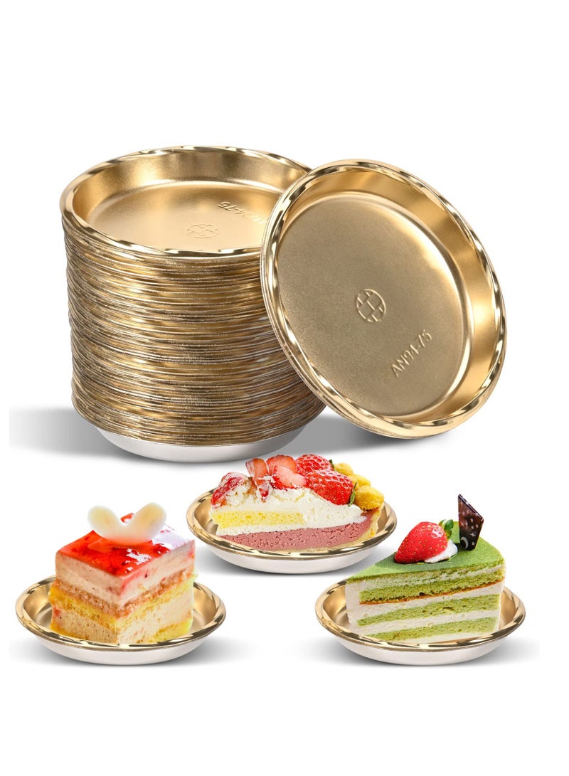 3 Inches Mini Cake Boards Stands Rounds 50pcs, Disposable Gold Mousse Circle Cardboard with Coated Greaseproof Base Perfect for Decorating Wedding, Birthday, Party, Home (Gold) (AN94-75)