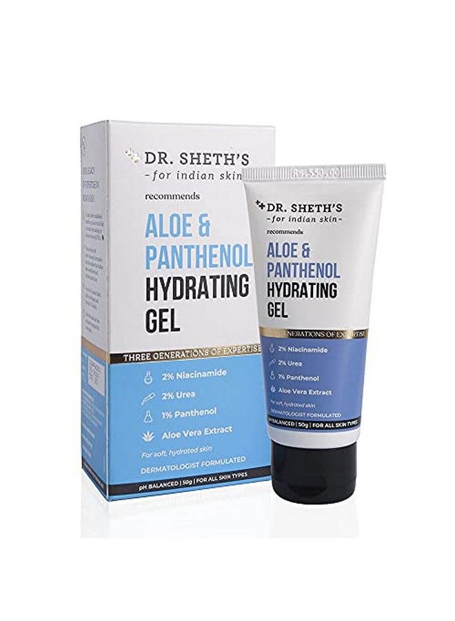 Aloe & 1% Panthenol Hydrating Gel (Vegan) With 2% Niacinamide Urea Prebiotics For Deeply Moisturizing & Hydrating Skin | Reduces Inflammation & Redness | Nonsticky Face Gel 50G