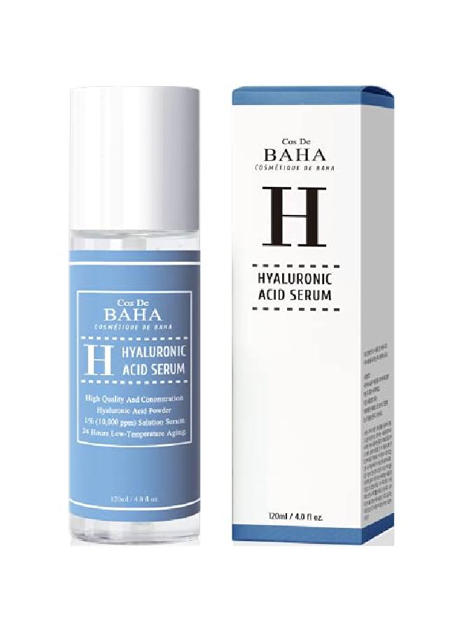 Pure Hyaluronic Acid 1% Powder Serum For Face 10000Ppm Anti Aging + Fine Line + Intense Hydration + Facial Moisturizer + Visibly Plumped Skin + Prevent Bladder Pain 4 Fl Oz