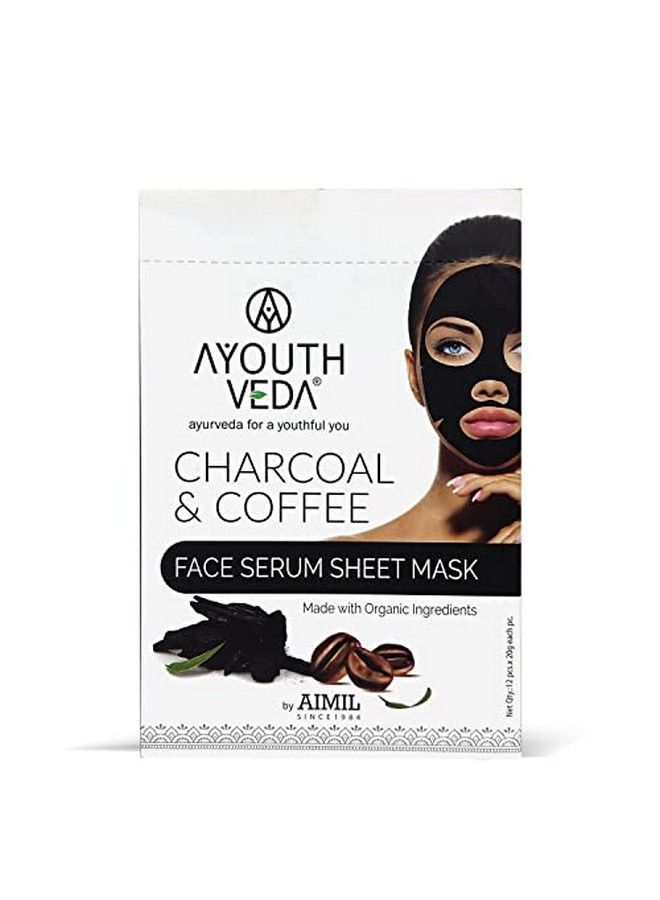 Charcoal & Coffee Face Serum Sheet Mask For Both Men And Women ; Skin Hydrated & Intensely Detoxified Brightens Skin Tone ; Charcoal Coffee Beans (Pack Of 12 20 Gm Each)