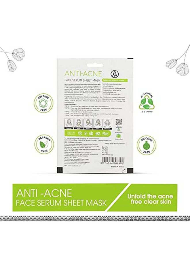 Antiacne Face Serum Sheet Mask For Oil Acneprone Skinglowing Skin Parabenfree Fights Dark Spots ; Hydrates & Nourishes Skin Brightens Skin Tone Better Skin Texture (Pack Of 12 20Gm)