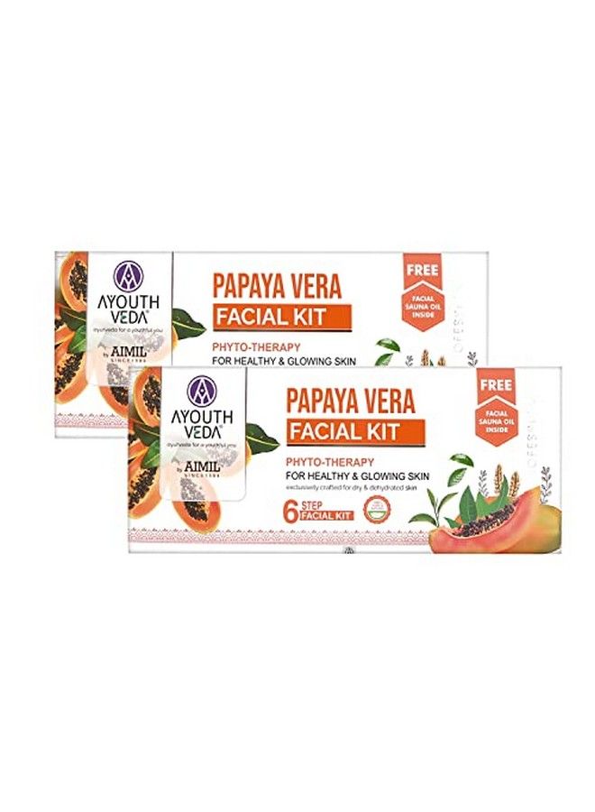 Papaya And Aloe Vera Six Steps Faical Kit For Instant Glow & Blemish Free Skin Brightening Wrinkle Free All Skin Types (Pack Of 2; 230 Gram Each)