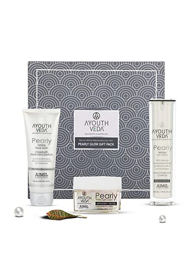 Pearly White Gift Kit Skin Brightening Kit Natural Spf 15 Glowing Radiant ; Pearly White Face Wash ; Pearly White Day Cream ; Pearly White Night Cream