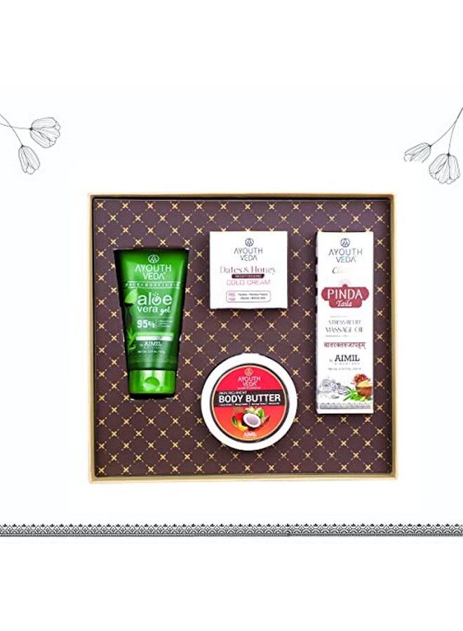 Adore Gift Hamper Pack Herbal Therapy Pinda Taila Aloe Vera Gel Face Body Hair Hydrates Skin Richment Body Butter Guard Skin From Damage Dates & Honey Moisturising Winter Cold Cream