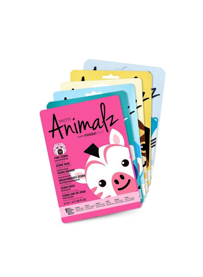 Asque Bar Pretty Animalz Facial Sheet Mask Fun And Unique Sheet Masks With Animal Character Prints Hydrating And Soothing Korean Facial Mask Nourishing & Exfoliating Skin Care Pack Of 6