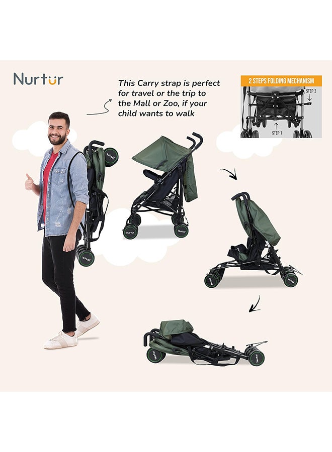 Archer Baby/Kids Lightweight Stroller 0 36 Months, Storage Basket, Detachable Bumper, 5 Point Safety Harness, Compact Design, Dark Green