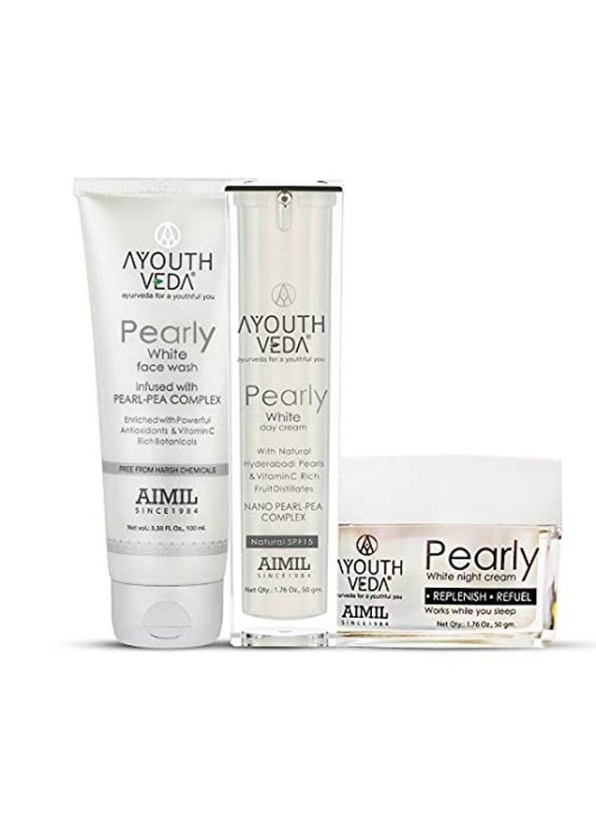 Pearly White Skin Brightening Kit Natural Spf 15 Glowing Radiant ; Pearly White Face Wash ; Pearly White Day Cream ; Pearly White Night Cream