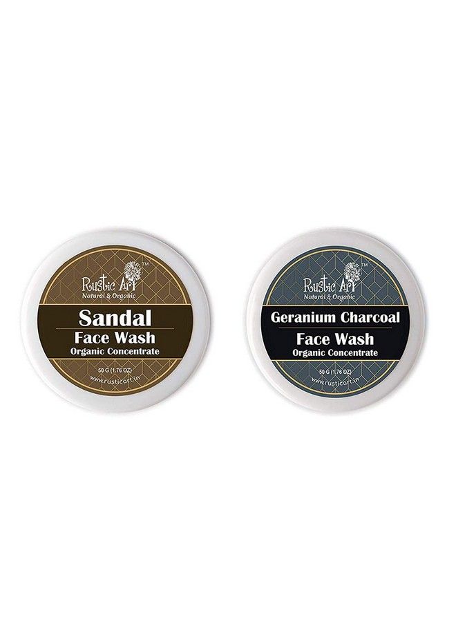 Organic Face Wash Concentrates For Deep Cleansing & De Tanning With Sandal & Geranium Charcoal 50 Gms Each