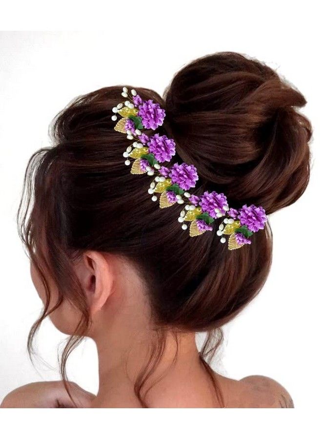 Artificial Flower With Pearl Bridal Hair Pin/ Hair Clip/ Side Pin/Comb Pin/Hair Accessories/ Judapin For Women & Girls 2397Purple