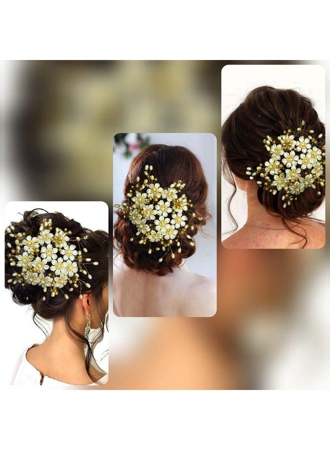 Hair Flare Hair Flare 2210 Stylish Hair Pin Accessories For Women Hair Pins For Wedding Anniversary Pack Of 1 White And Golden