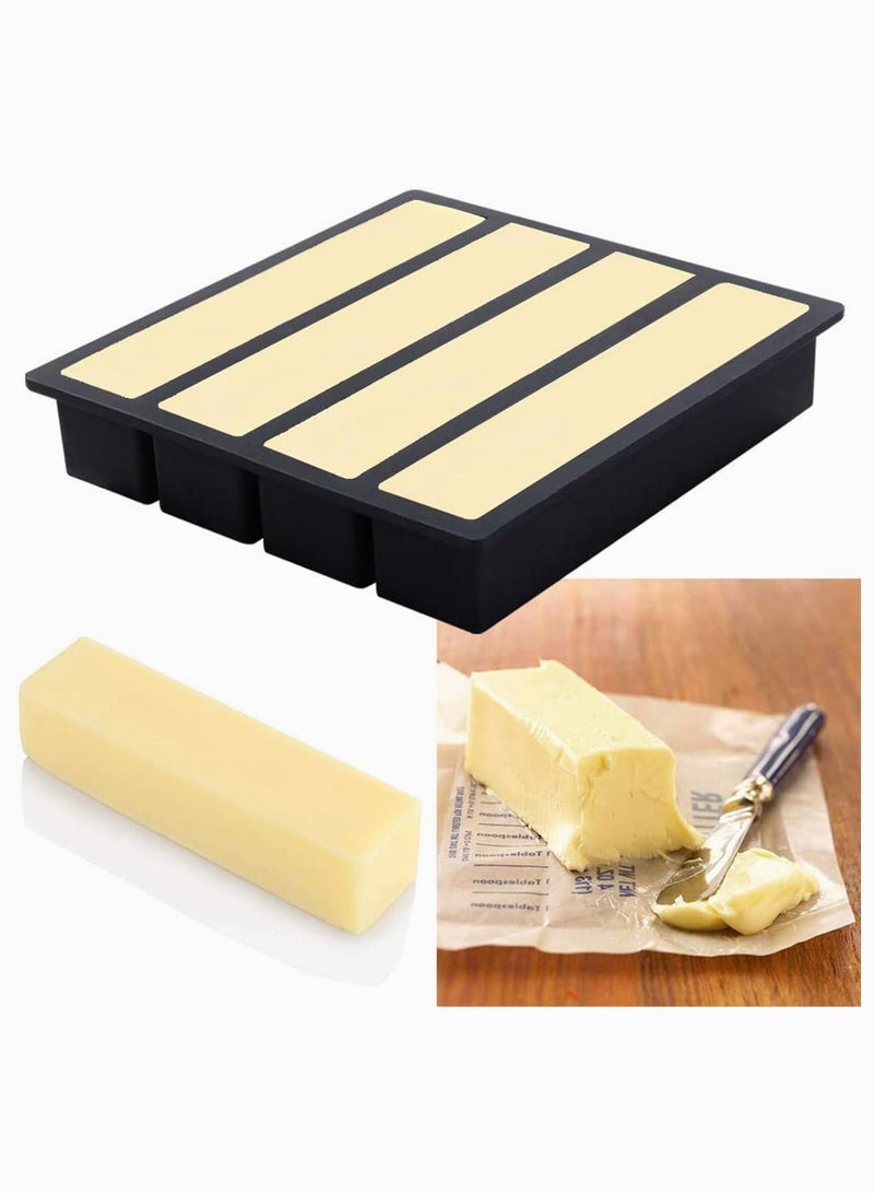 Large Long Ice Cube Sticks Silicone Mould for Whiskey Cocktails Pudding Butter Chocolate Pack of 2 (Black)