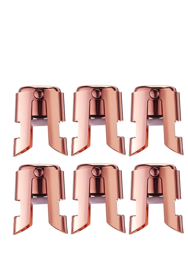 6 Pack Champagne Stoppers Stainless Steel Rosegold Color Sealer Stopper