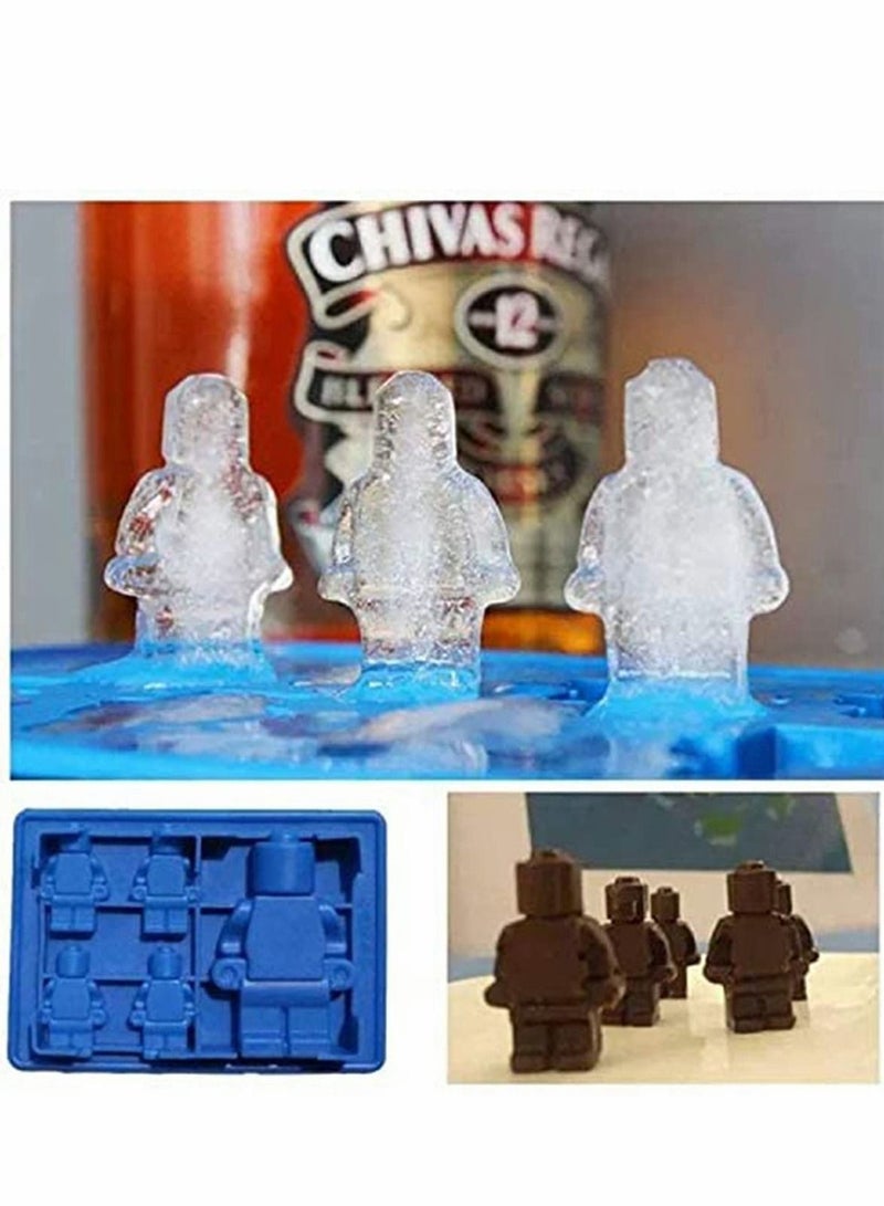 6 Packs Random Color Building Brick Candy Robot Mold Chocolate Set Silicone Block Mould Molds Ice Cube Trays
