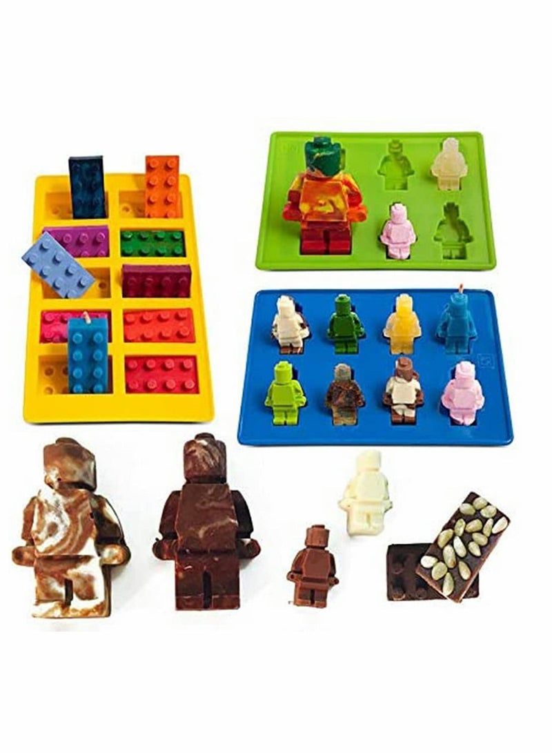 6 Packs Random Color Building Brick Candy Robot Mold Chocolate Set Silicone Block Mould Molds Ice Cube Trays