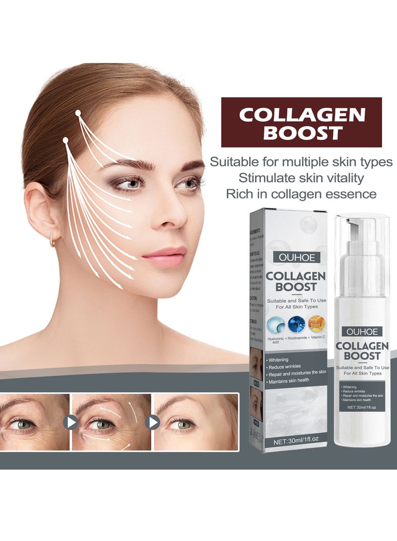 Collagen Anti-aging Essence, 30ml Collagen Boost Anti Aging Face Serum Moisturizer, Hydrating Moisturizing Anti-wrinkle Essence for Skin Tightening, Brightening & Hydrating