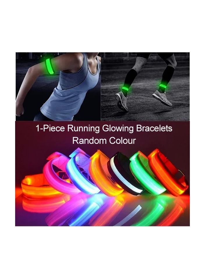 1-Piece Glowing Bracelets,Sport LED Wristbands Adjustable Running Warnning Light for Runners Joggers Cyclists Bike,Random Colour