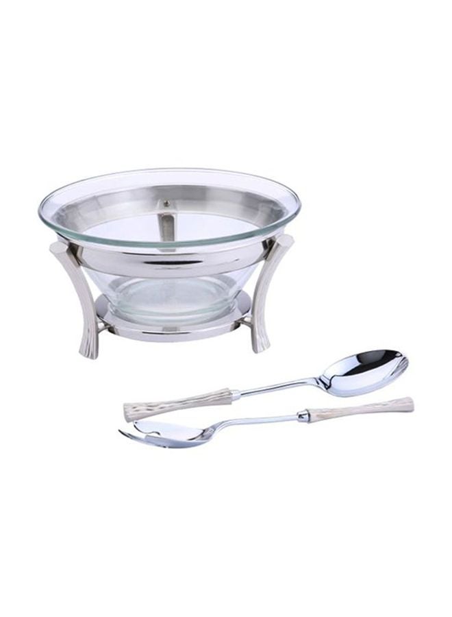 Onda Stainless Steel Salad Bowl Servers Clear/Silver 30cm