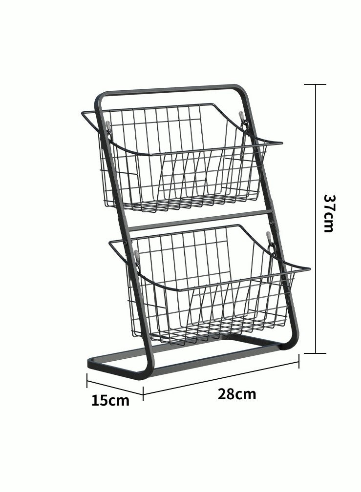 2 Tier Fruit Basket Countertop Fruit Vegetable Basket Bowl for Kitchen Counter Metal Mesh Basket Fruits Stand Produce Holder Organizer for Onion Potato Bread Snack Veggie