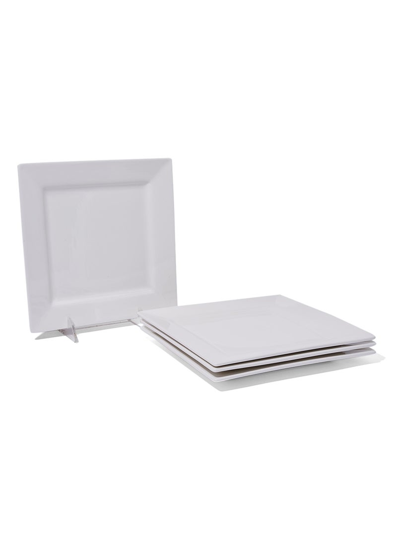 4-Piece Square Plate Set White 26centimeter