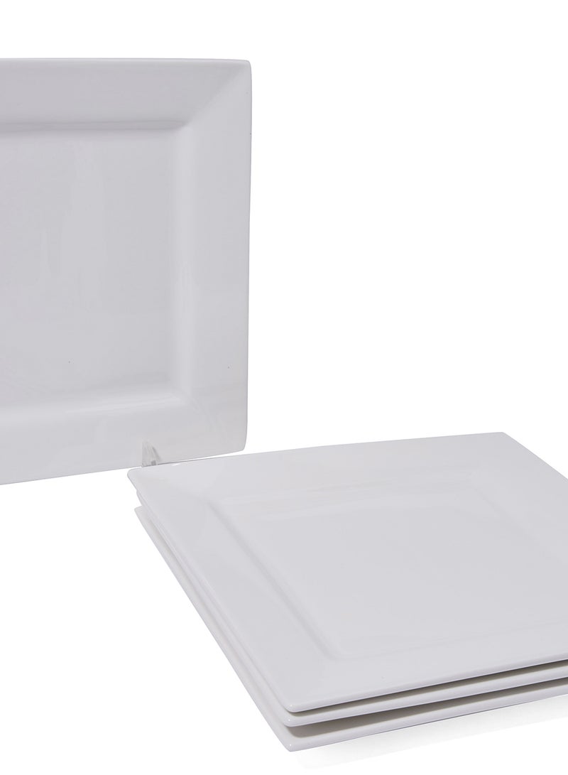 4-Piece Square Plate Set White 26centimeter