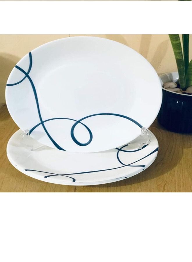 6 Pieces Corelle Plate Luncheon From Lea White With Blue Swirl Splash 26 Cm