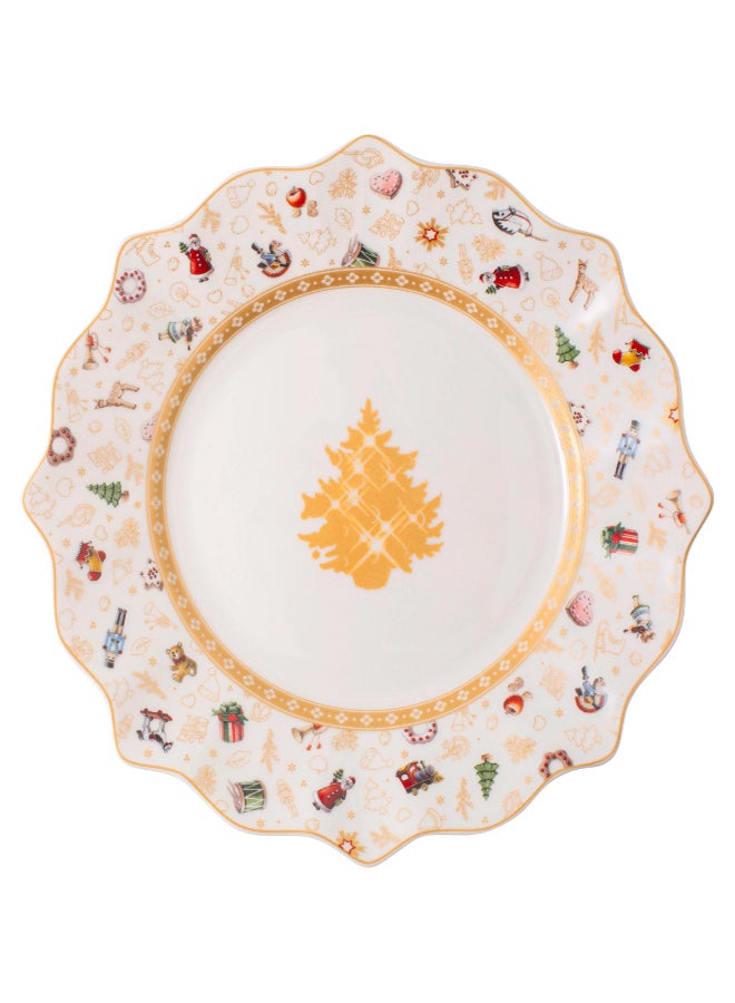 Christmas Theme Printed Breakfast Plate White/Red/Yellow 24cm